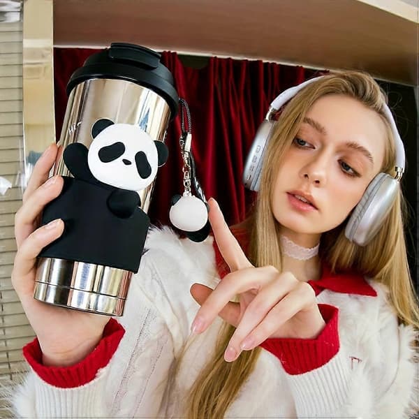 Panda isoleret kaffekrus i keramik og rustfrit stål SUS316