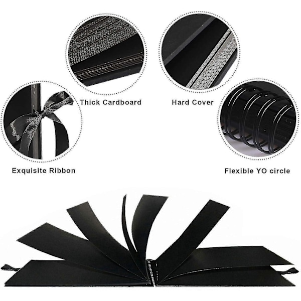 Album 80 Sider Sort Side Scrapbog Album 40 Ark 30,48 X21cm