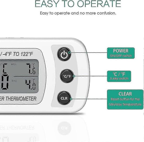 2-pack kylskåpstermometer, digital frys-/kyltermometer