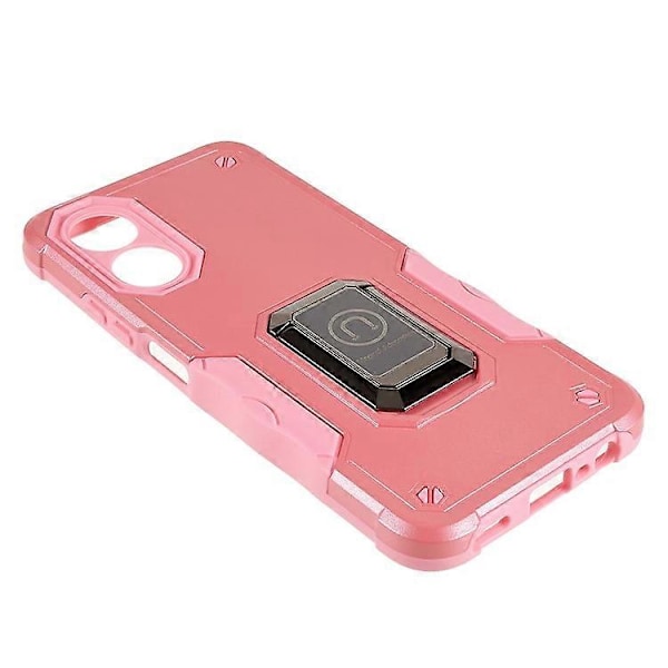 Yhteensopiva Oppo A17 4G pudotussuojattu puhelinkotelo PC + TPU suojakuori rengaspidikkeellä Pink