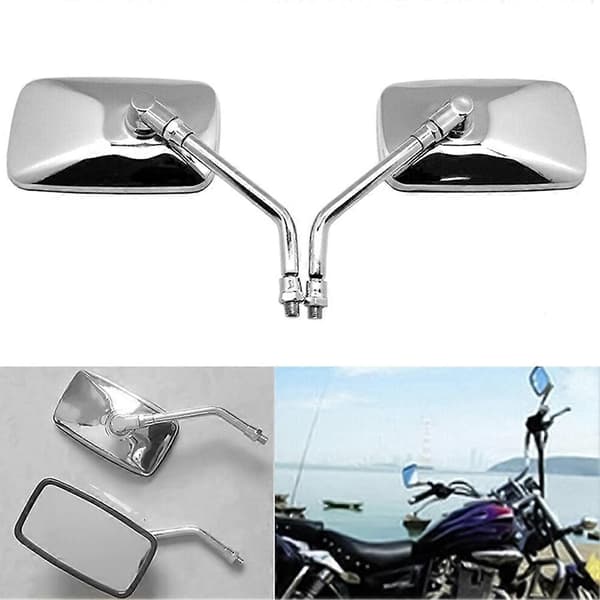 2 st 10 mm Universal Rektangelformade Motorcykelstyre Backspeglar