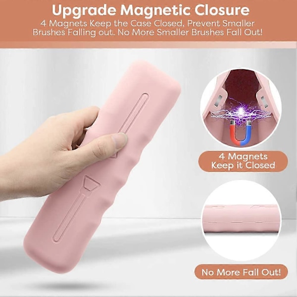 4-pak Makeup Børste Svampeholder, Silikone Makeup Børste Beskyttelsesposer Rejse Beauty Blender Holdere Sugekop Tørrestativ, Magnetisk Makeup Børste Etui Eller