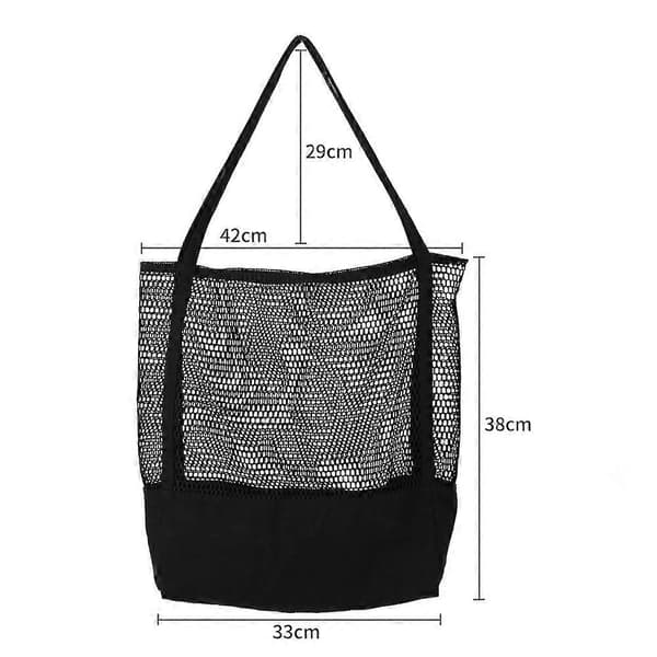 Kangaskassi Canvas Nylon Mesh -rantakassi * Musta
