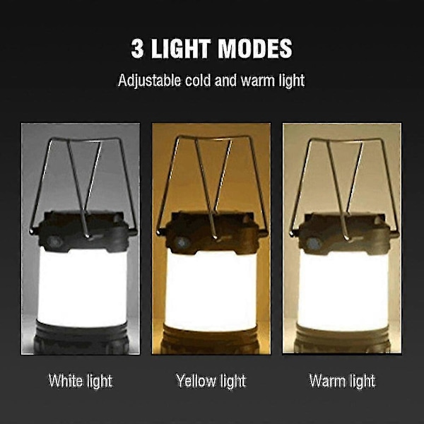 Ulkokäyttöön tarkoitettu aurinkokenno-LED-telttavalaisin, 3 valotilaa, USB-ladattava, vedenpitävä kohdevalaisin