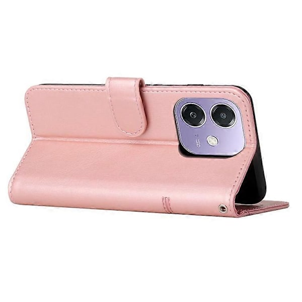 Kompatibelt fodral för Oppo A3x 4G / 5G (Indien) / A3 4G / 5G / A40 4G / A60 5G Ställ Flip Skyddande Läder Telefonskal PinkGold