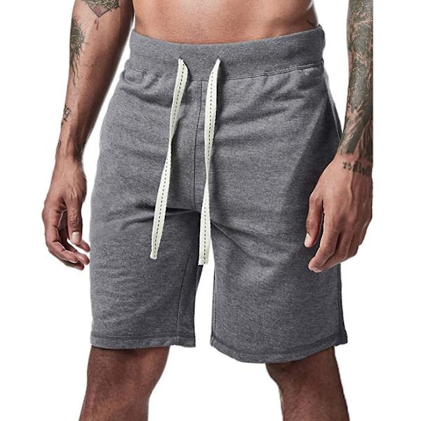 Herr Shorts med dragsko Jogging Sommar Casual Fitness Joggingbyxor Korta träningsbyxor Dark Gray 2XL