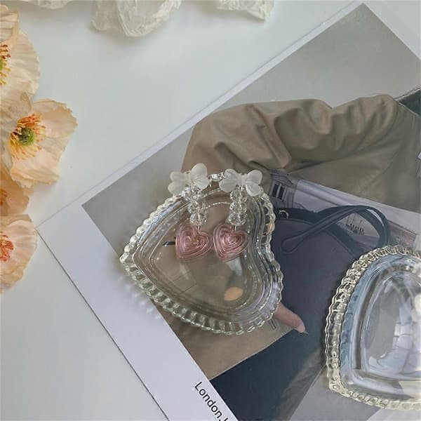 Bowknot Hjerte Krystal Ørering Temperament Kærlighed Dingle Øreringe Mode Smykker