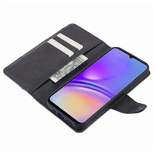 Kompatibelt Skal för Samsung Galaxy A55 5G, skarvad PU-läder magnetisk stängning plånboksfodral Black