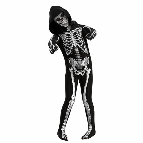 Barn Cosplay Halloween Skräck Skeleton Zombie Fancy Dress Up Party Dräkt Jumpsuit presenter 7-8Years