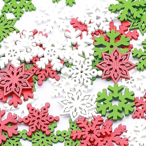50 st 20/25 mm blandad träskiva julsnöflinga Scrapbooking för julutsmyckning Hantverk DIY Hantverk dekoration Mixed 25mm