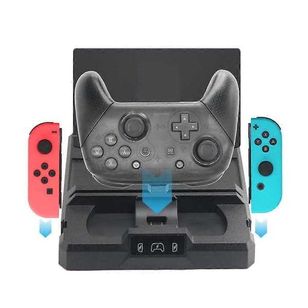 USB Hurtigladekabel Lader Strømadapter for Switch Håndtak Oppbevaringsbrakett
