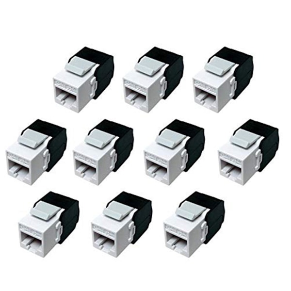 10-pack Cat6a Rj45 - Cat6 Kompatibel - 180 Graders Verktygslös - Ethernet Vägg - Cat6a Nätverkskoppling