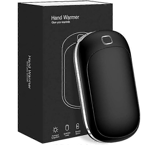 2-i-1 Mini Bærbar Håndvarmer Mobil Powerbank Varmer 1 stk Svart Shizhi Boutique