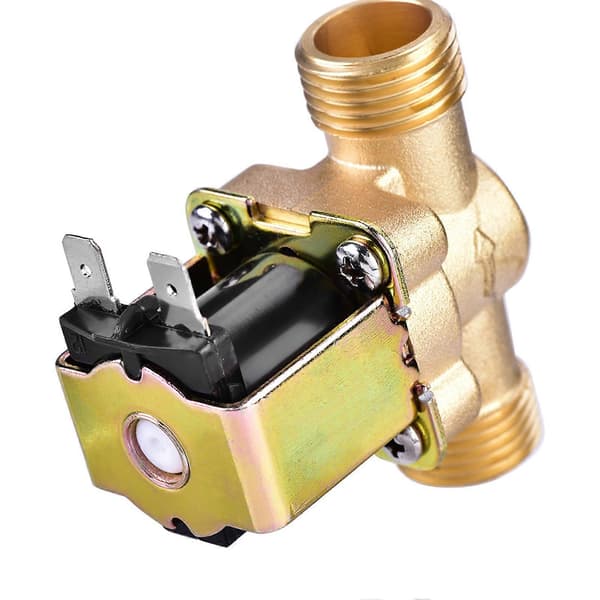 Elektrisk magnetventil for vannkontroll, messing, 1/2\", gullfarget