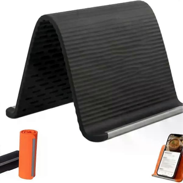 2026 Ny Sammenfoldelig Silikone Aluminiumsholder, Universal Justerbar Skridsikker Sammenfoldelig Silikone Telefonholder, Ergonomisk Enhedsmontering til Telefon Tablet 2pcs