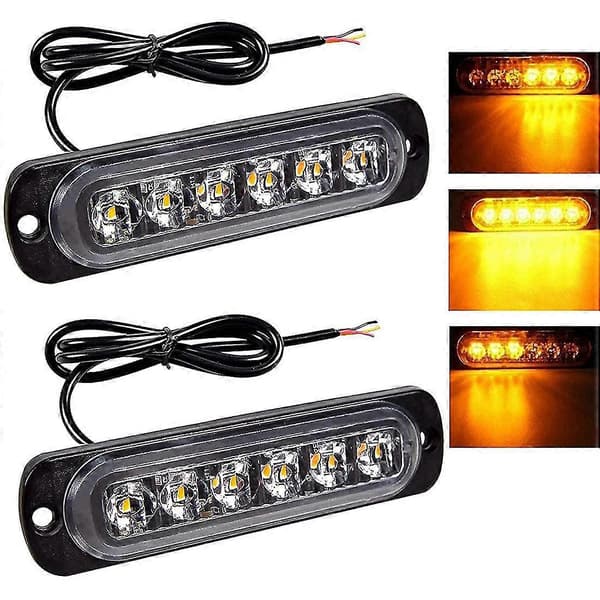 LED Nødblinklys, Gule 6 LED Strobe Advarsels Nødblinklys til Bil Lastbil Off