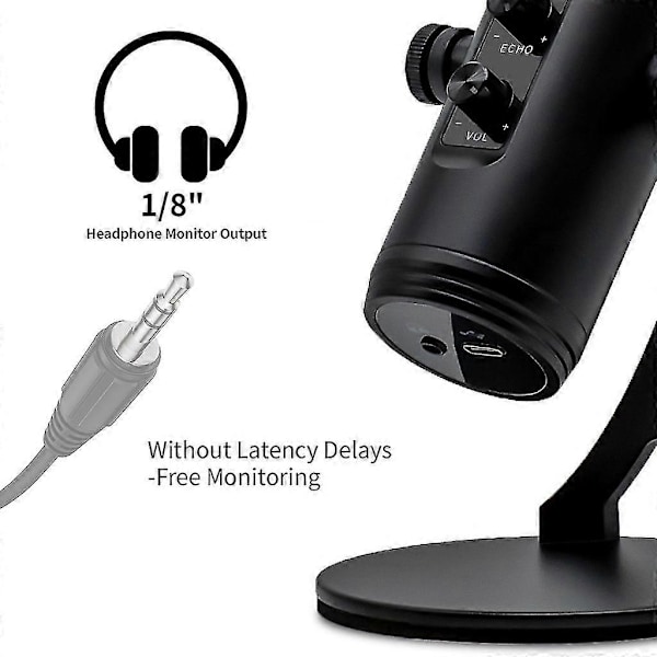 Professionell USB-mikrofon med färgglada RGB-lampor, tåliga metallmikrofoner