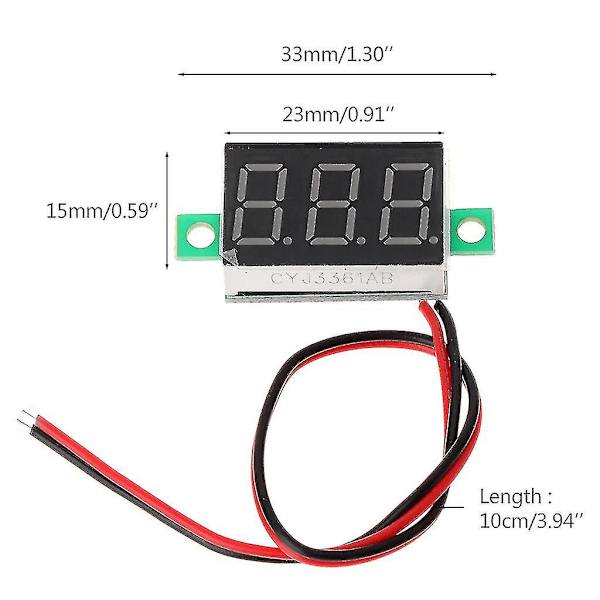 Digital Voltmeter 0.36\" 2-ledninger Dc 2.50 Til 32.0v Led Volt Meter Spændingsmåler A