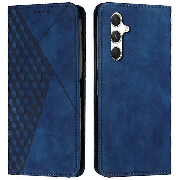 Kompatibel til Samsung Galaxy A36 5G Telefon Cover Præget PU Læder Wallet Stand Case Azure