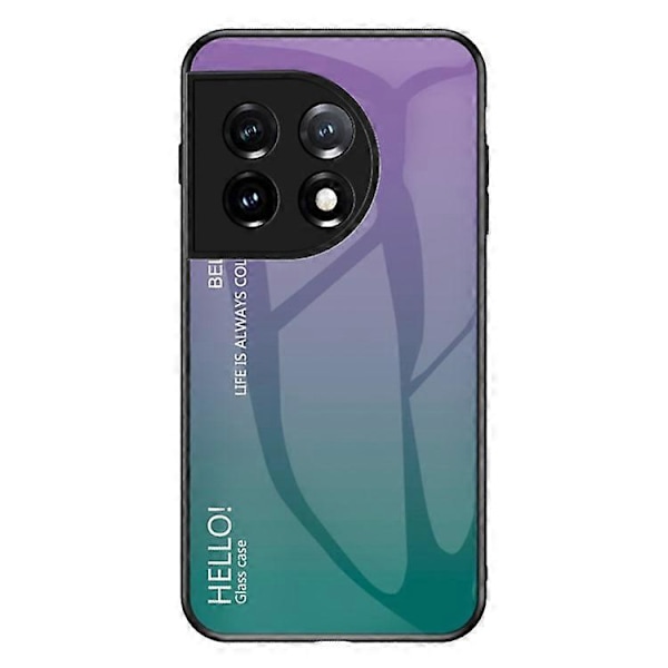 Kompatibel med OnePlus 11 5G Gradient Farve Telefon Cover Anti-Ridse Hærdet Glas + PC Bagside TPU Ramme Hybrid Cover Purple