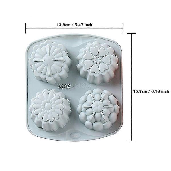 Sett med 2 silikonformer Blomst silikon såpeform sjokoladeformer bakeform