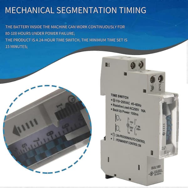 SUL180a 15 Minuter Mekanisk Timer 24 Timmar Programmerbar Din-skena