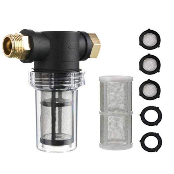 Trädgårdsslangfilter för högtryckstvätt Inlopp Vatten Sedimentfilter Tillbehör 100 Mesh och 40 Mesh Skärm 2 st O-ring och 3 st Filter Slangbricka