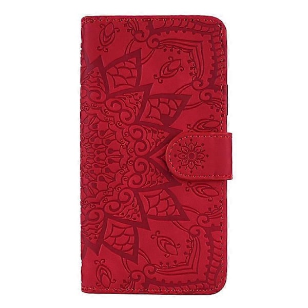Imprint Mandala Kukka Jalusta Lompakko Nahkakotelo Suojakuori Yhteensopiva Samsung Galaxy A50/A50s/A30s:lle Red