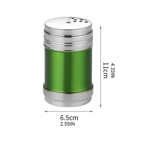 Krydder-, sukker-, salt-, pepper- og urte shaker-beholdere i rustfritt stål