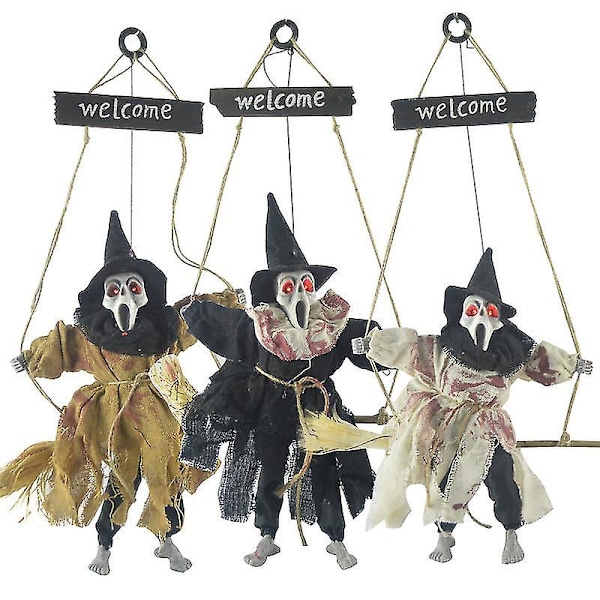Halloween Nattklubb Dekor Hengende Spøkelse Heks (gul) 1 Stykke bd