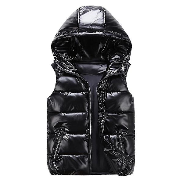 Unisex blank vattentät ärmlös jacka Lätt dunväst Bästa julklappen Black M