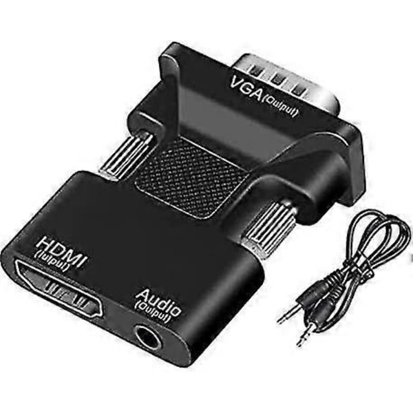 HDMI til VGA Adapter/Konverter, fudigo 1080p HDMI Hun til VGA Han Konverter Adapter 3.5mm Lydkabel