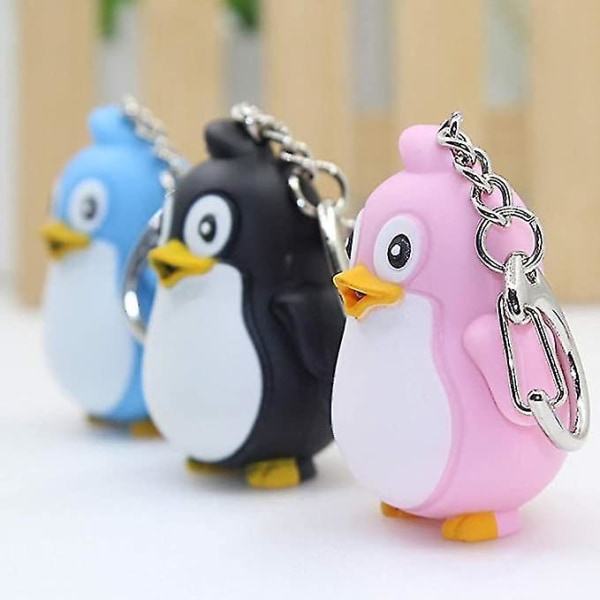 Pakkaa 2 pingviini-avaimenperää LED-valoilla ja -äänillä lasten leluilla Blue