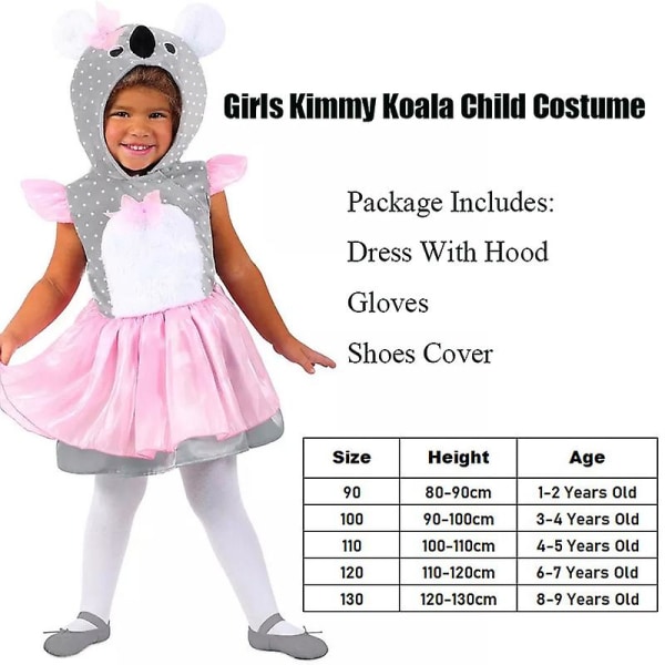 2023 Söt baby djur Halloween kostym Toddler flickor Kimmy Koala barndräkt Height 120-130cm