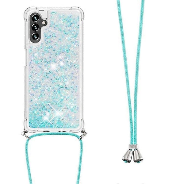YB Quicksand Series-4 Telefondeksel Kompatibelt Med Samsung Galaxy A34 5G Flytende Sandfall Støtsikkert TPU-deksel med Lanyard Blue