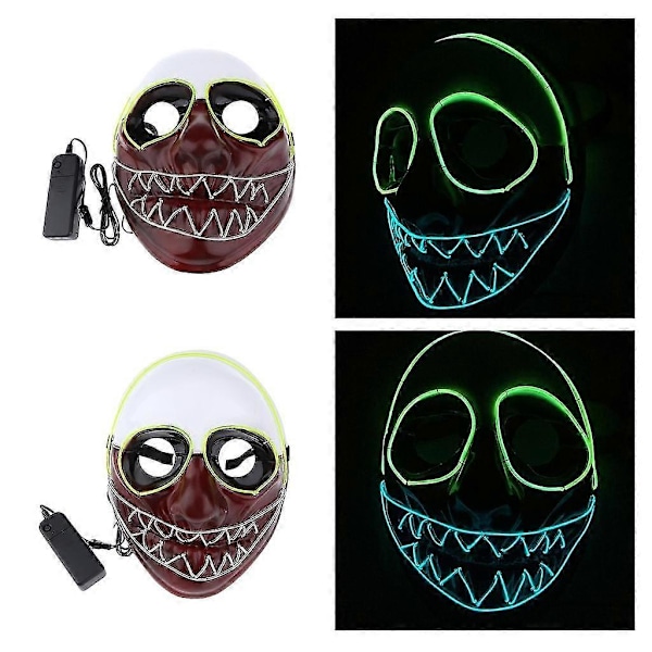 Lysende El Wire LED Lysende Maske Voksen Halloween Kostume Nyhedsgave Legetøj