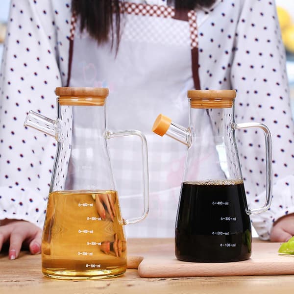 Transparent oliedispenserflaske olivenoliedispenserflaske lækagesikkert glas