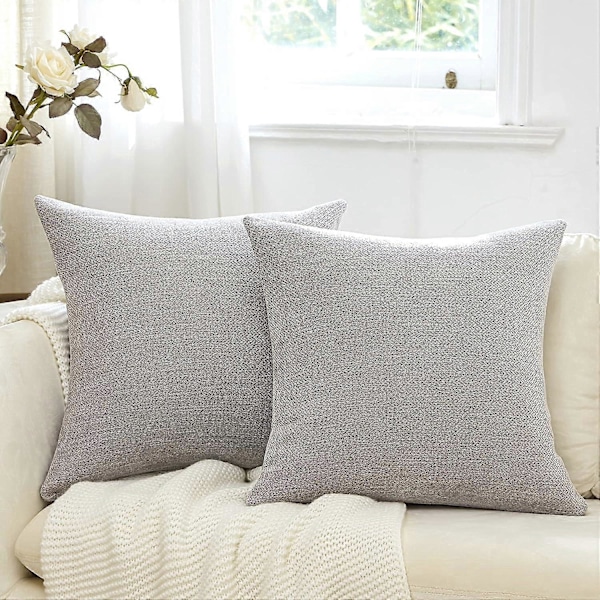 Örngott 50x50 cm Set om 2 Grå Dekorativa Prydnadskuddar Fyrkantigt Kuddfodral för Soffa Vardagsrum Bondgård Heminredning