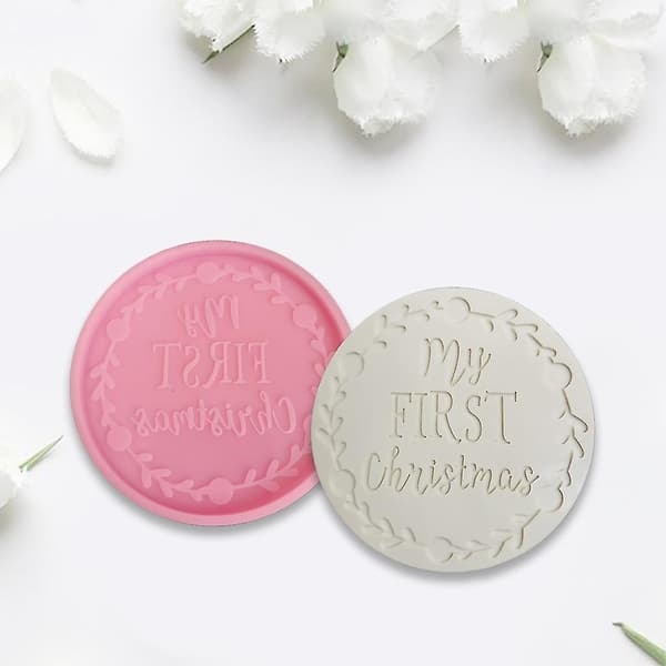 Rund Silikoneform Min Første Jul Coaster Form Epoxy Resin Støbeforme-fg