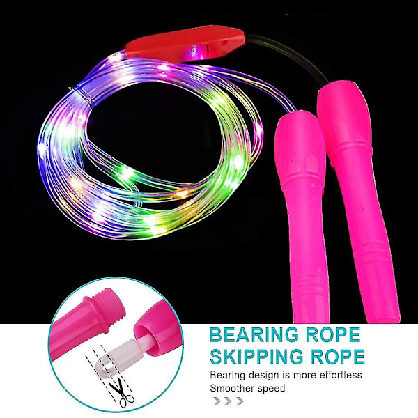 2 Pakke LED Springtau Lengde Justerbar Og Tre Lysmoduser Speed Springtau For Barn, Lysshow, Fitness