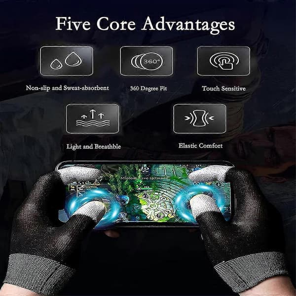 Gaminghandsker til mobilspilcontroller, berøringsfinger Nano-sølvfiber materiale