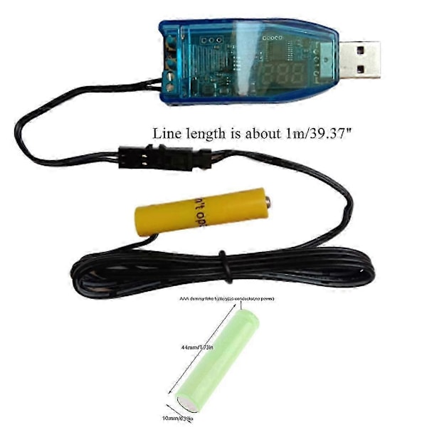 Universal 1m USB till 1.5V 3V 4.5V 6V 12V 24V AAA/LR03 Attrapp Batteri Strömkabel för Radio LED-Lampa Fläkt Leksak Tangentbord