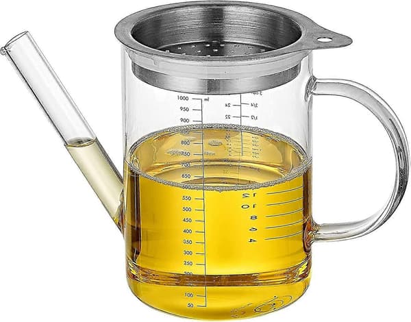 Glas Sovseseparator med Filterlåg, Fedtseparator, Fjerkræseparator