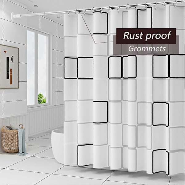 Duschdraperifoder, PEVA fyrkantigt duschdraperifoder, giftfria luktfria vattentäta duschdraperier i plast, 183x183 cm med öljetter