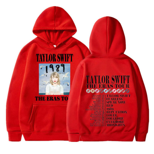 Taylor Swift the eras tour sweatshirt til mænd og kvinder med hættetrøje red M