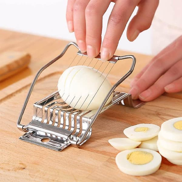 Eggkutter i rustfritt stål, egnet for kokt egg, jordbær, banan, skinke, multifunksjonell