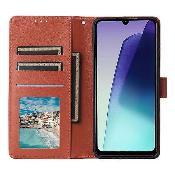 Kompatibelt Skal för Xiaomi Poco C75 4G / Redmi 14R 5G / 14C 4G Plånboksfodral Ställ Visning PU Läder Telefonskydd Brown