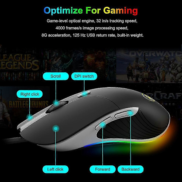 iMICE X6 Trådbunden Gamingmus 6400DPI Optisk USB Spelmus För Dator Laptop