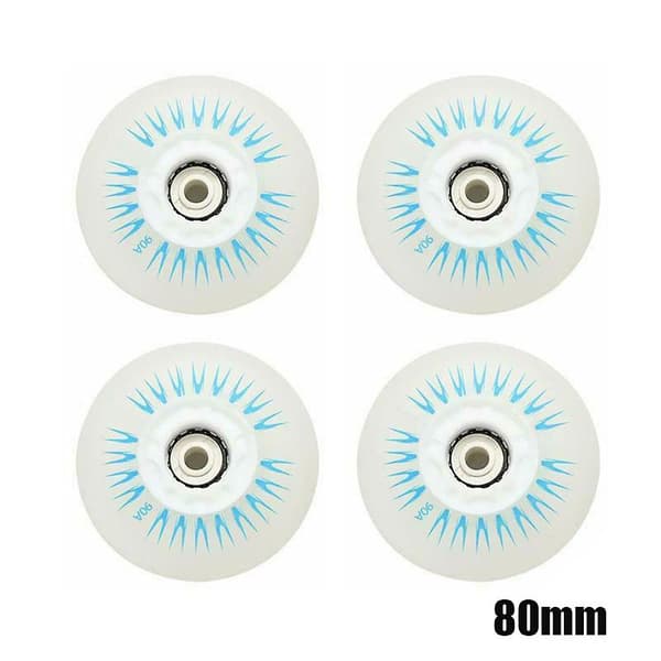 4 stk. Flash Inline Skate Hjul 90A LED Lysende Skøjtehjul 80 76 72 68 Blue 80mm