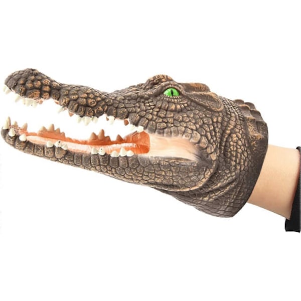 Mjuk Krokodil Handdocka i Gummi Realistisk Latex Djur Krokodilhuvud Öppningsbar Rörlig Mun Lämplig för Pedagogiska Rekvisita Samling Jul Födelseda